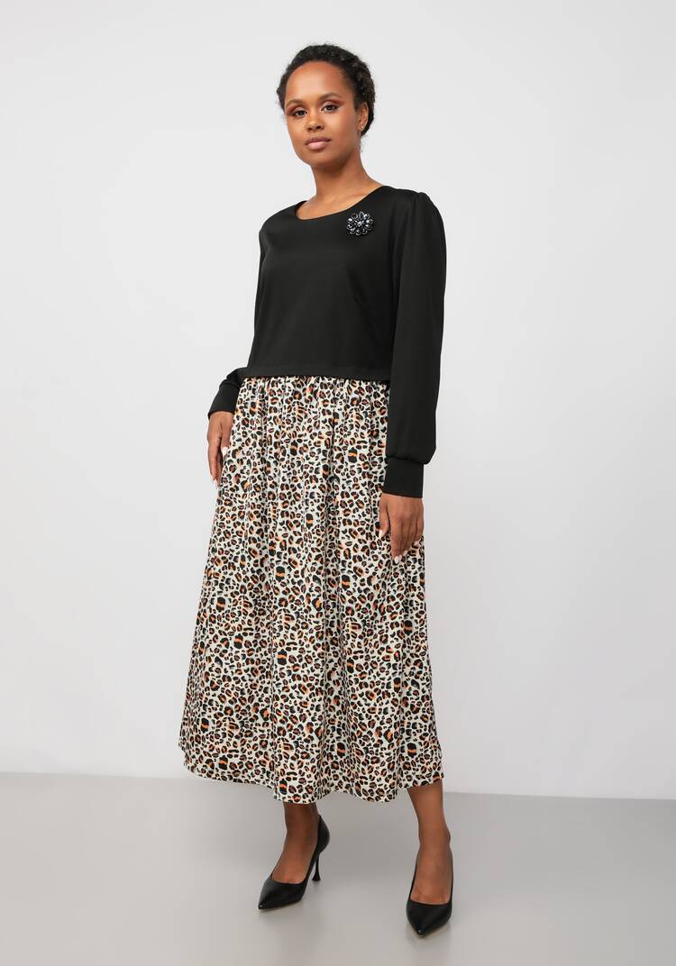 Платье из комбинированной ткани Амелия шир.  750, рис. 8