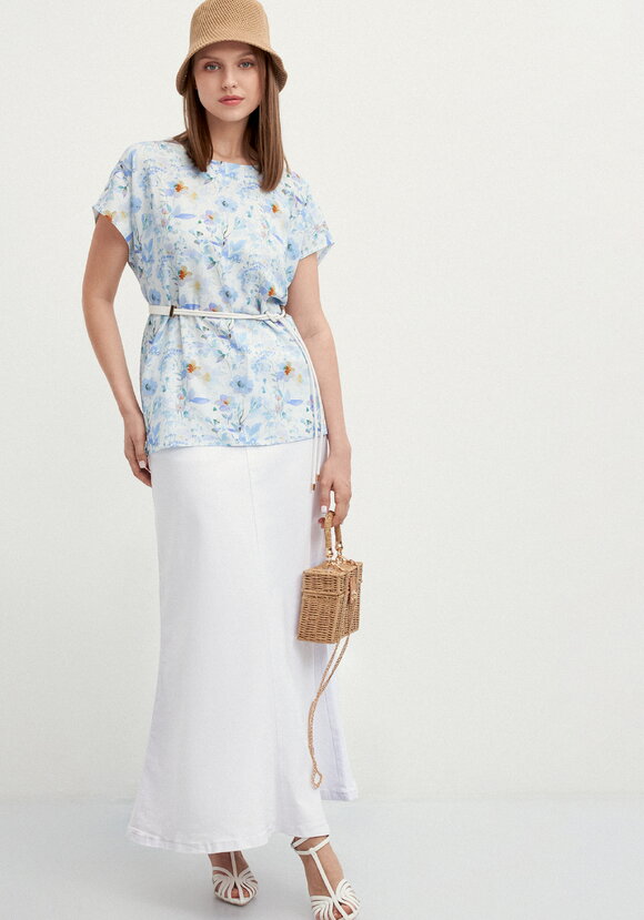 Блуза изо льна с коротким рукавом шир.  580, рис. 2