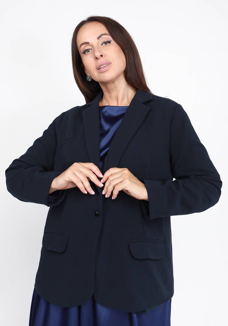 Жакет однотонный на пуговицах с карманами шир.  750, рис. 5