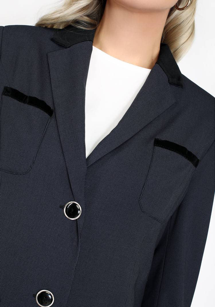 Пиджак с бархатной отделкой и карманами шир.  750, рис. 8