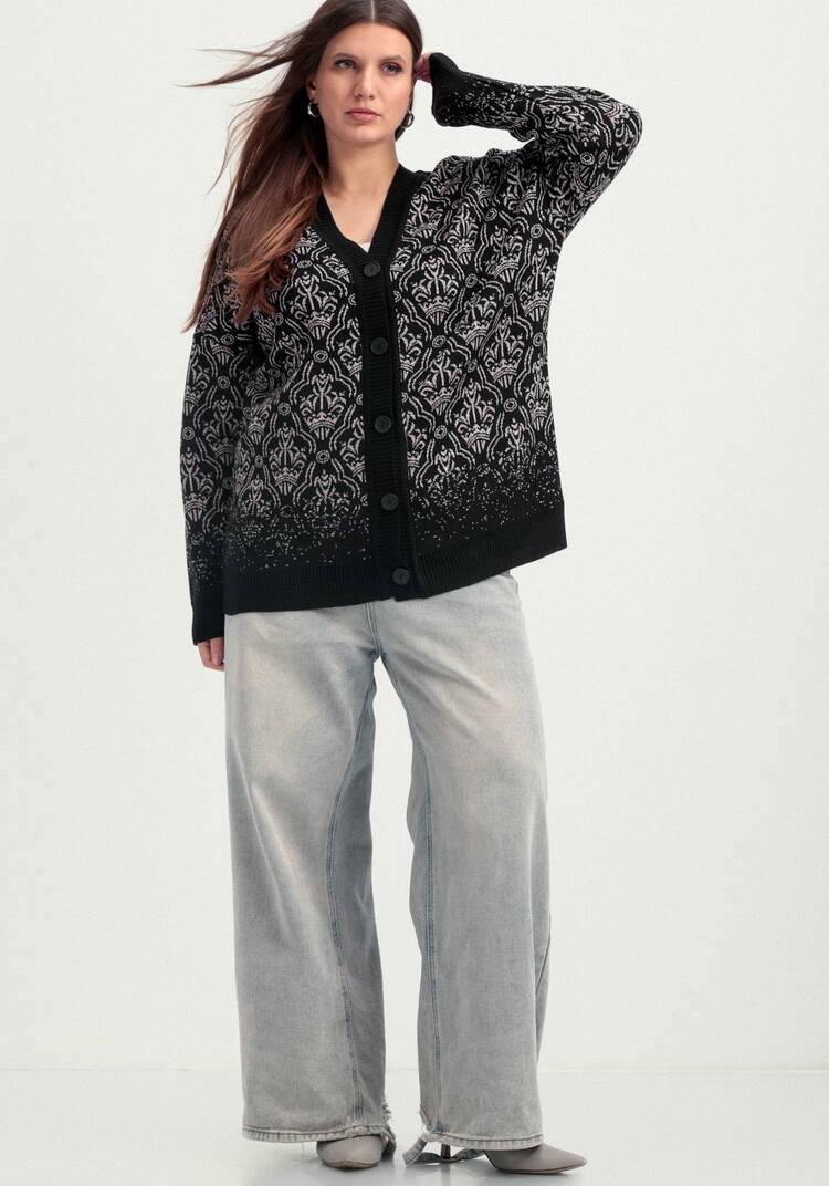 Кардиган с узорами и эффектом деграде шир.  750, рис. 8