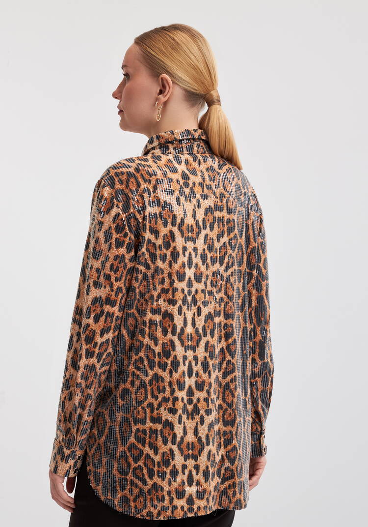 Блуза с анималистическим принтом в паетках шир.  750, рис. 9