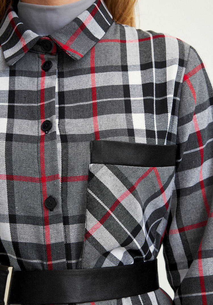 Рубашка в клетку с поясом шир.  750, рис. 6