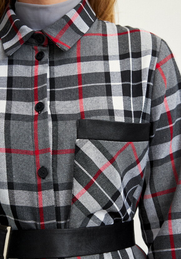 Рубашка в клетку с поясом шир.  580, рис. 6