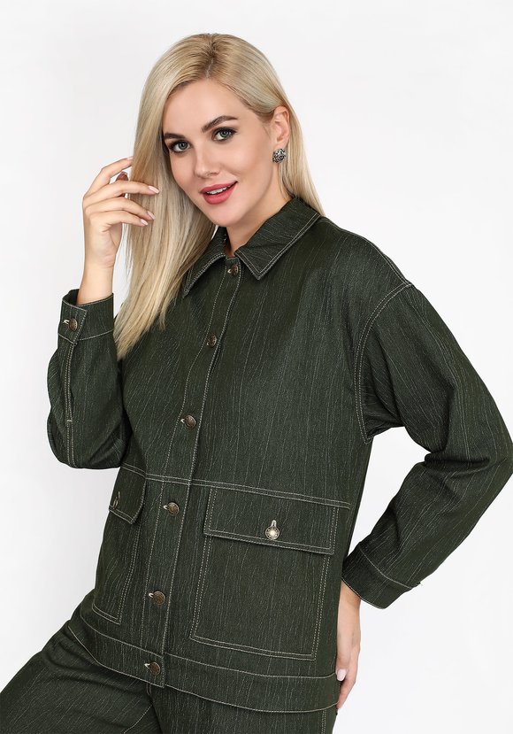 Куртка джинсовая с накладными карманами шир.  580, рис. 1