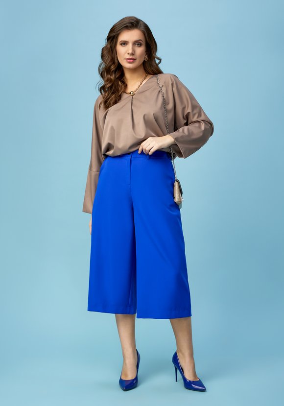 Брюки-кюлоты однотонные широкие шир.  580, рис. 17