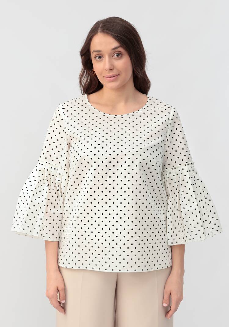 Блуза в горох с расклешенным рукавом Элен шир.  750, рис. 4