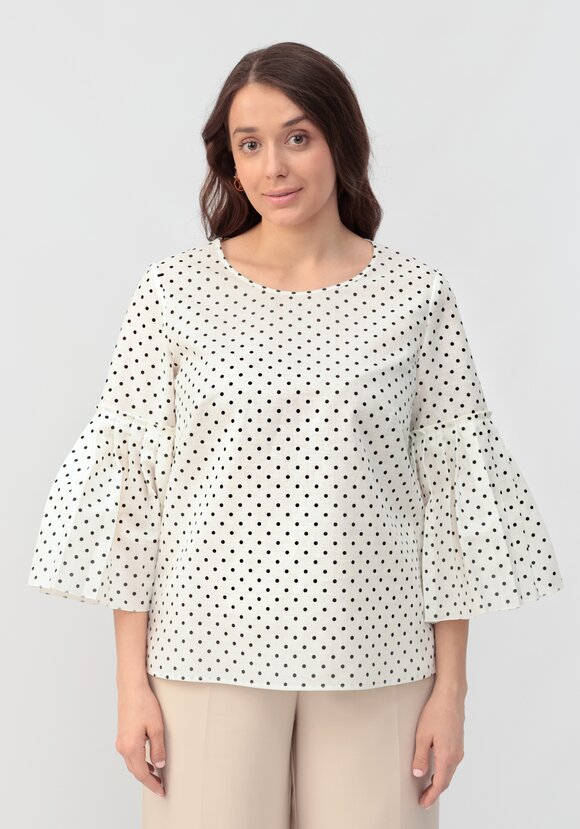 Блуза в горох с расклешенным рукавом Элен шир.  580, рис. 4