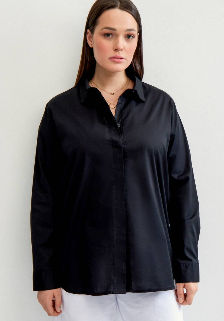 Рубашка прямая на пуговицах шир.  750, рис. 4