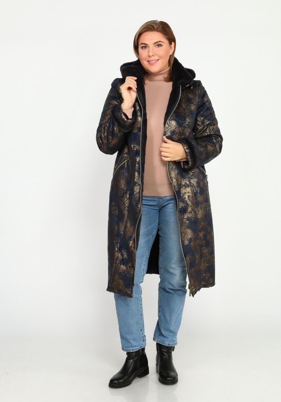 Дубленка на молнии с капюшоном и карманами шир.  580, рис. 6