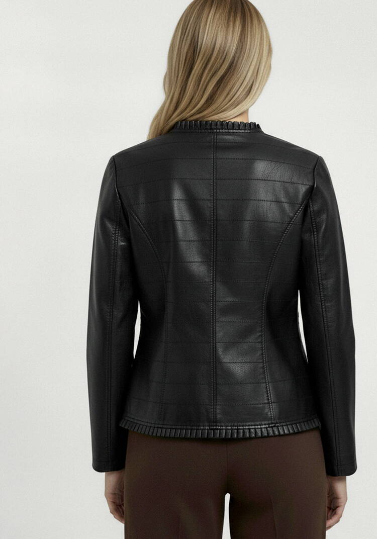 Куртка из экокожи с рюшей шир.  750, рис. 38