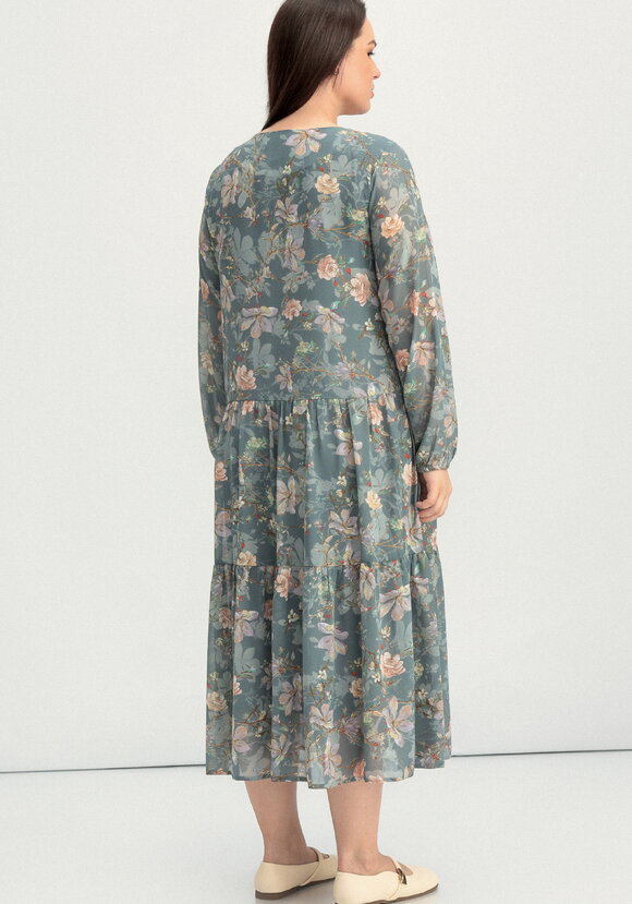 Платье ярусное с цветочным принтом шир.  580, рис. 13