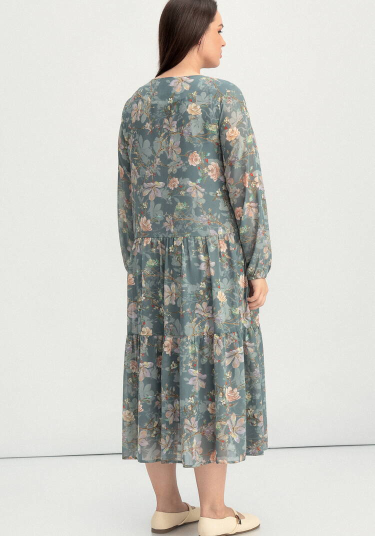 Платье ярусное с цветочным принтом шир.  750, рис. 13