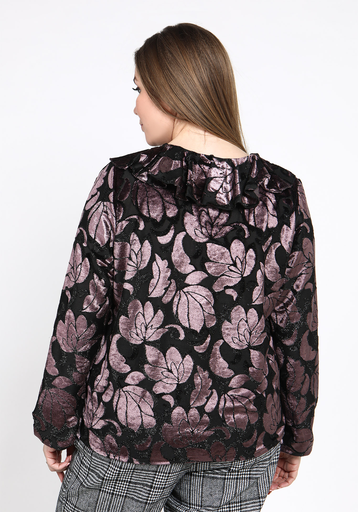 Блуза "Бархатная роза" Pretty Woman, размер 62, цвет баклажановый - фото 7