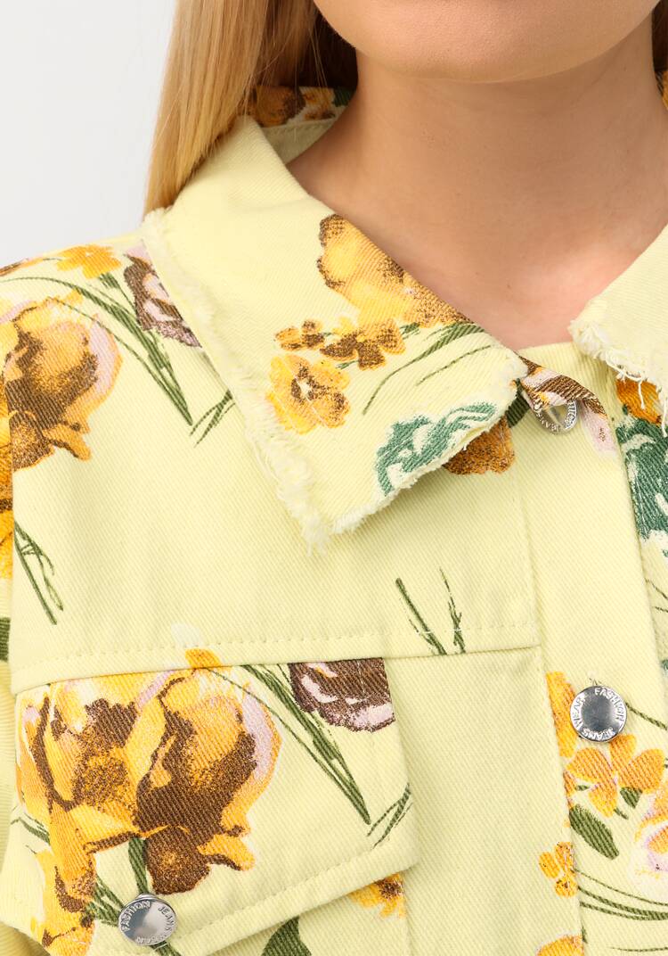 Джинсовая куртка с цветочным принтом шир.  750, рис. 11