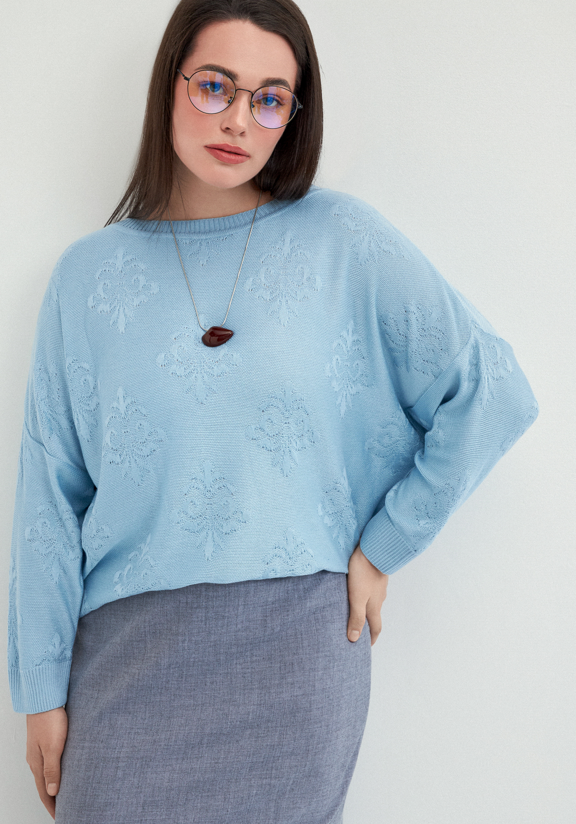 Джемпер структурной вязки свободного силуэта