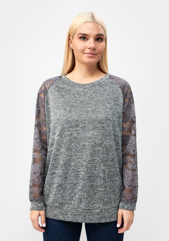 Джемпер с круглым вырезом и ажурными рукавами шир.  580, рис. 4