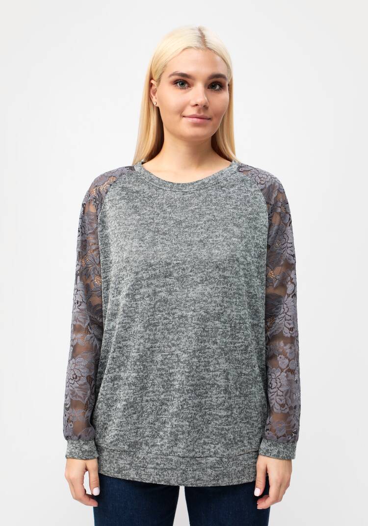 Джемпер с круглым вырезом и ажурными рукавами шир.  750, рис. 4