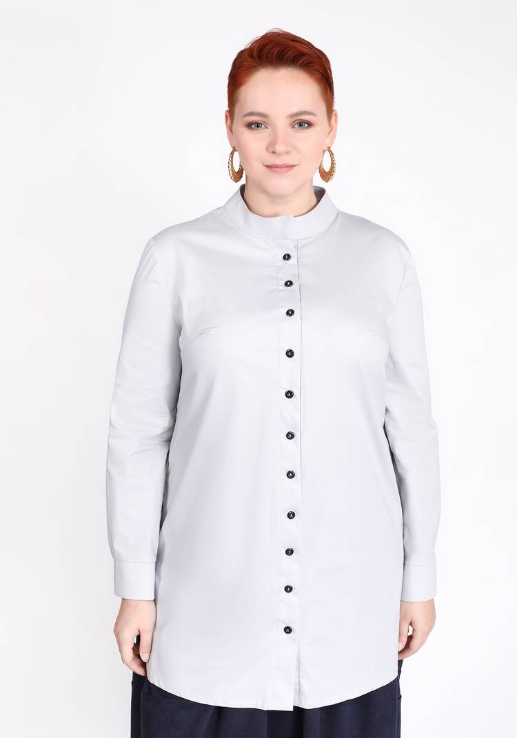 Блуза на пуговицах с воротником-стойкой шир.  750, рис. 4