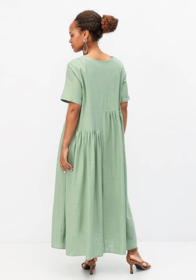 Платье с декоративной планкой и пуговицами шир.  750, рис. 19