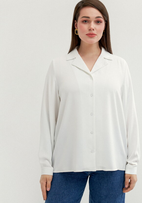 Блуза с отложным воротником с пуговицами шир.  580, рис. 4