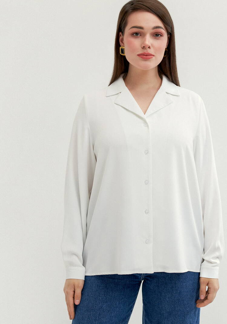 Блуза с отложным воротником с пуговицами шир.  750, рис. 4