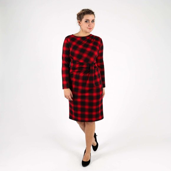 Платье-миди с принтом клетка шир.  580, рис. 8