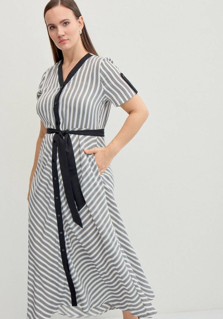 Платье в полоску с контрастной окантовкой шир.  750, рис. 9