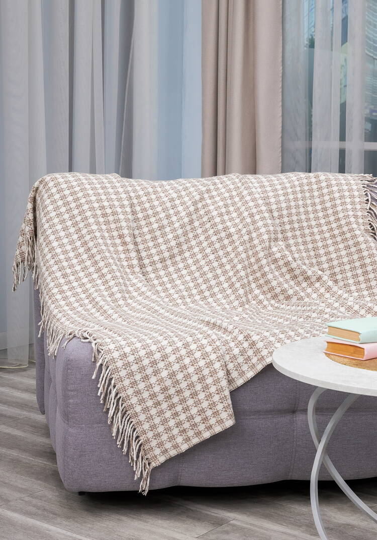 Плед с бахромой Хлопковый жаккард шир.  750, рис. 33