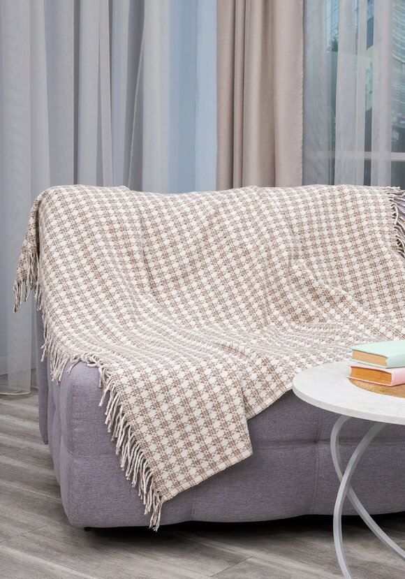 Плед с бахромой Хлопковый жаккард шир.  580, рис. 33