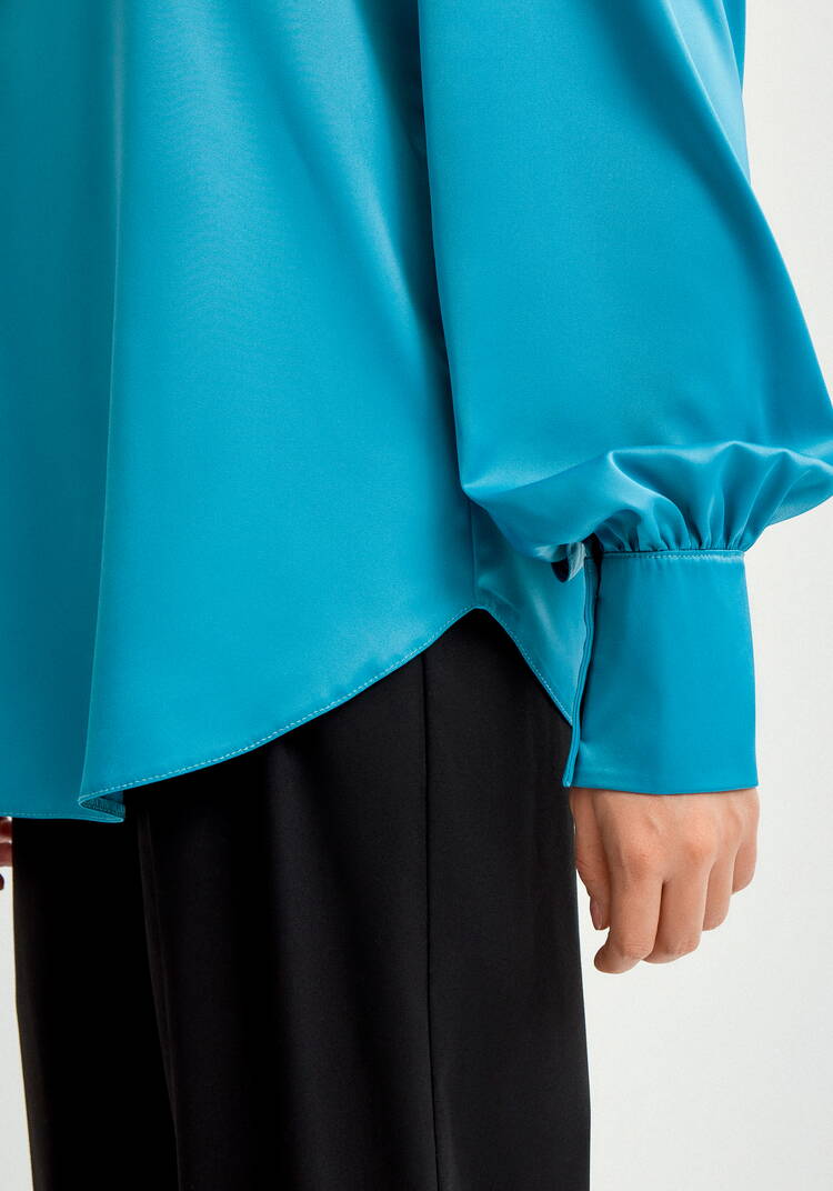 Блуза шелковая с пуговицами на вороте шир.  750, рис. 19