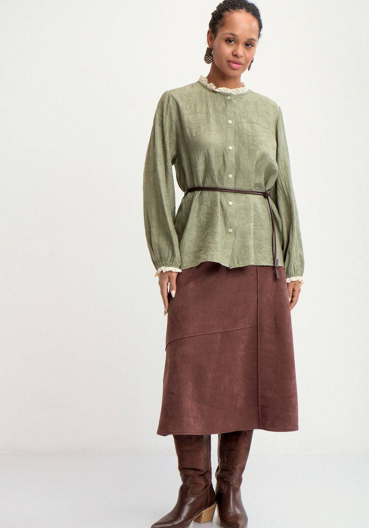 Блуза с отделкой кружева Аниса шир.  750, рис. 10