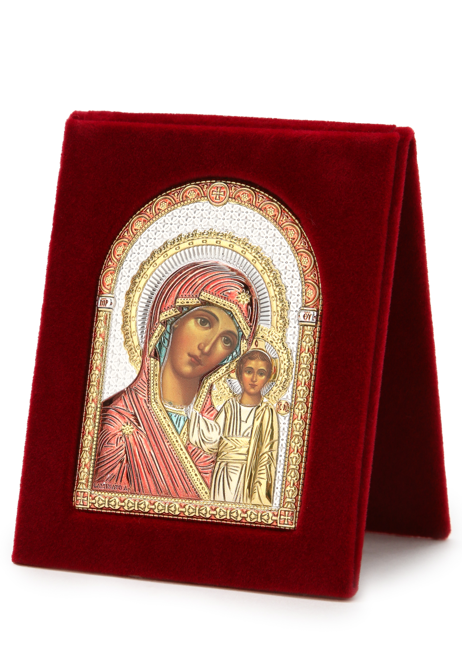 Икона  "Небесные покровители " с эмалью, 7*9 см