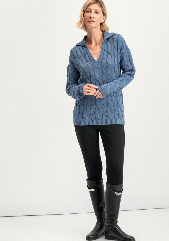 Джемпер с косами и воротником-поло шир.  580, рис. 9