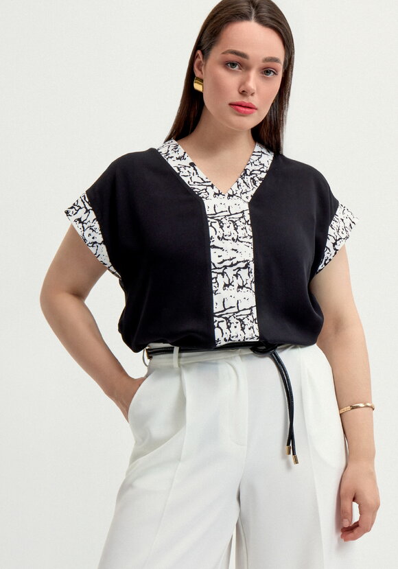 Блуза с леопардовой окантовкой шир.  580, рис. 1