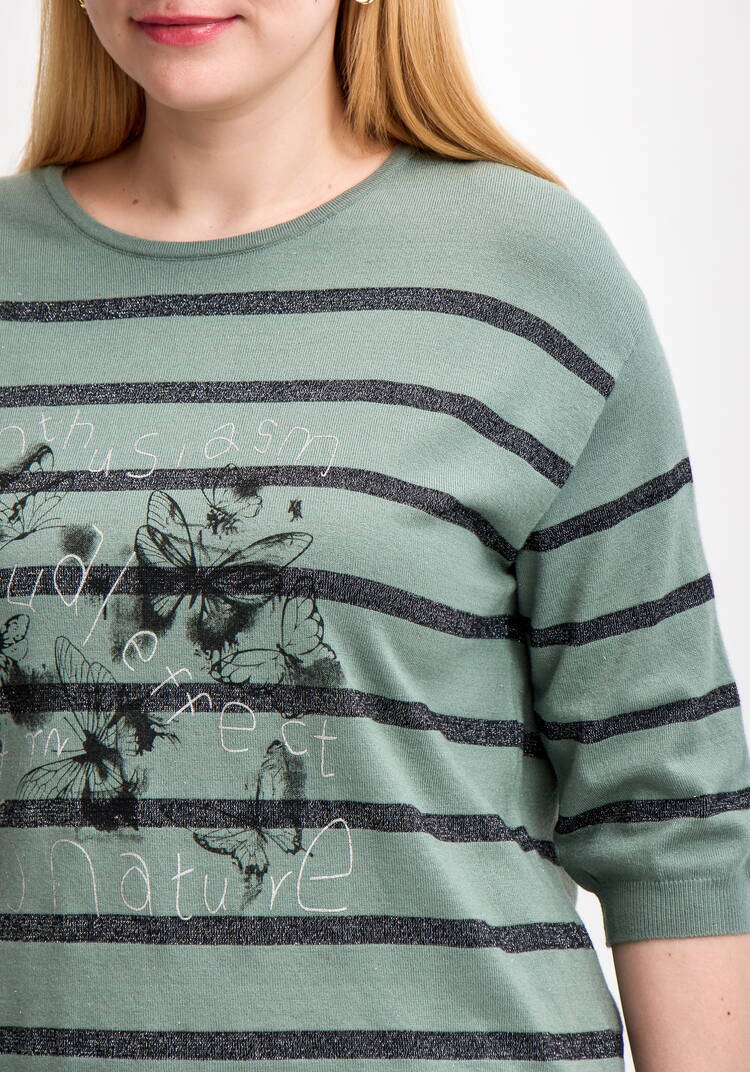 Блуза в полоску с принтом шир.  750, рис. 10