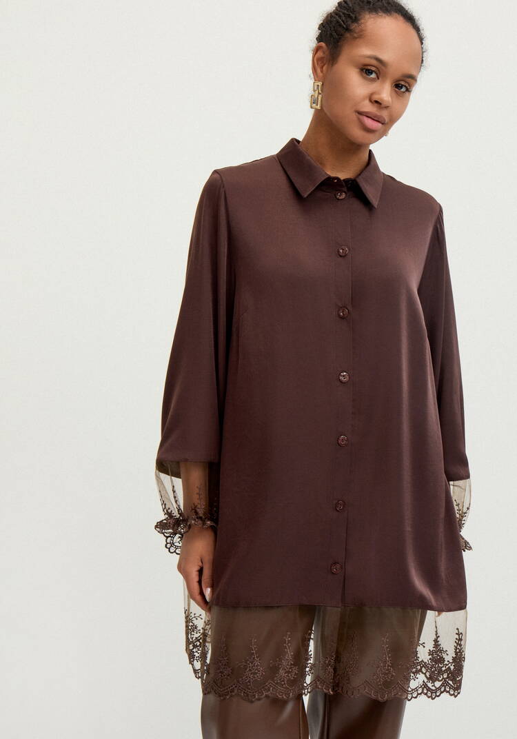 Туника с кружевом на пуговицах шир.  750, рис. 4