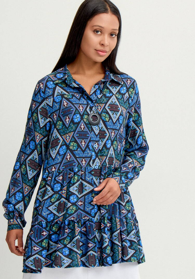 Блуза свободная с воланами по низу шир.  750, рис. 9