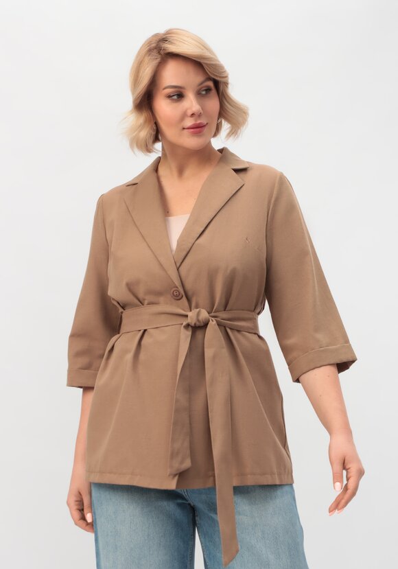 Пиджак с поясом из льна и хлопка шир.  580, рис. 1