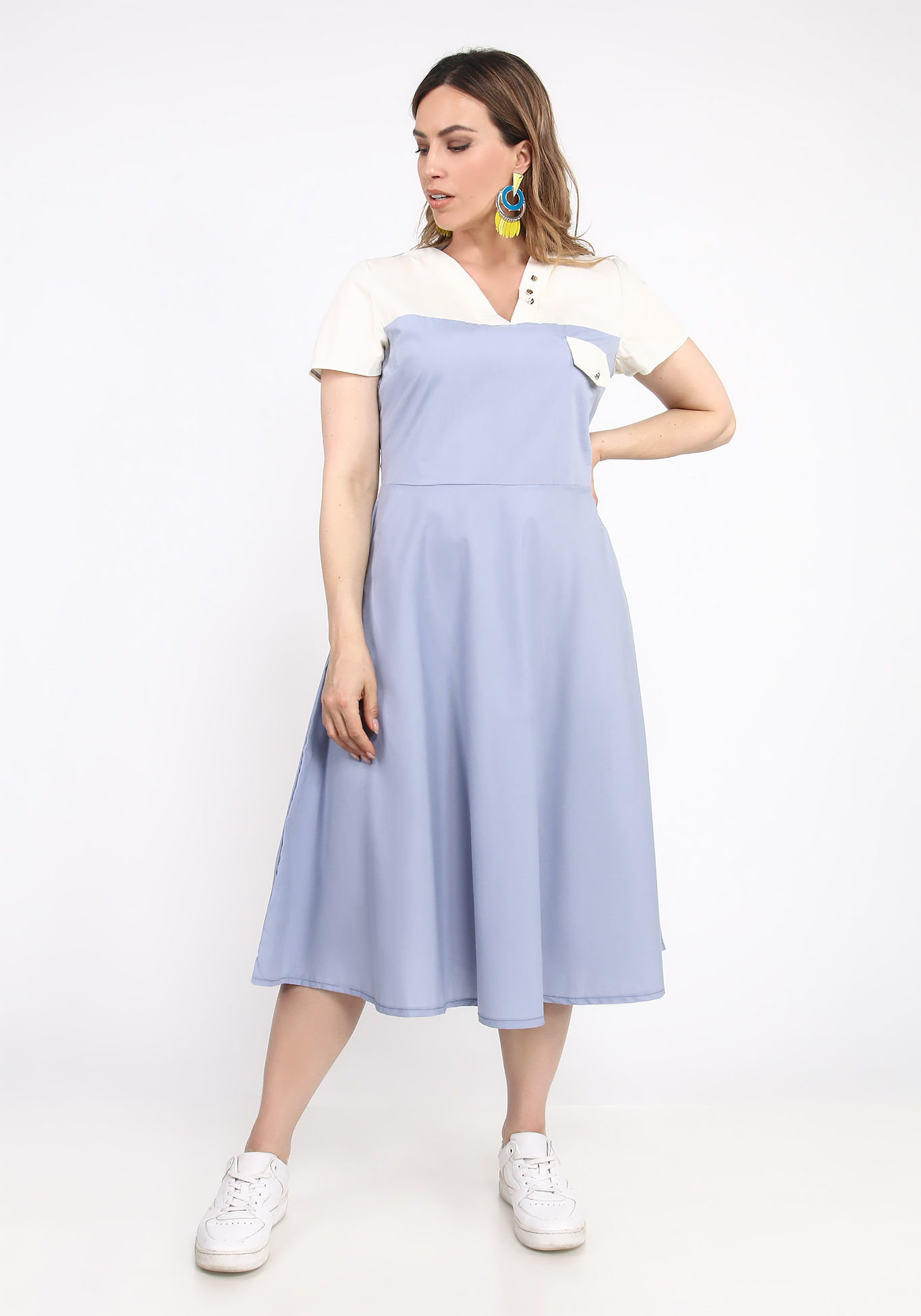 Платье с имитацией кармашка City Code, размер 52, цвет синий - фото 1