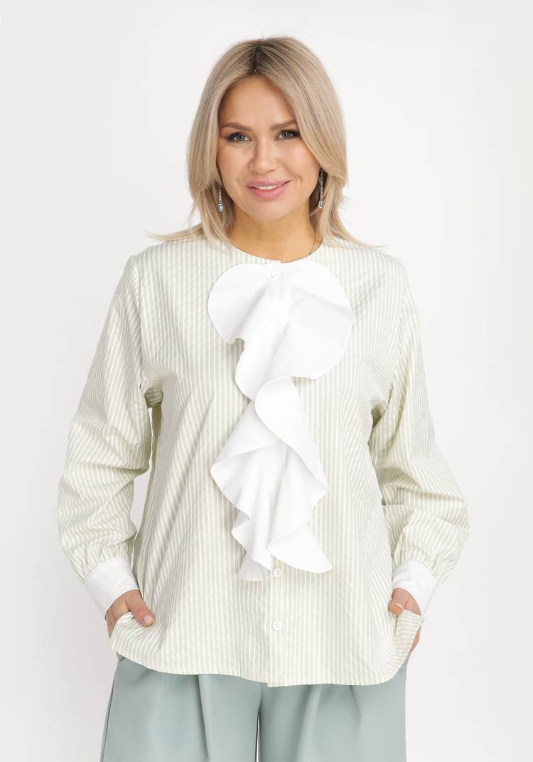 Блуза прямого кроя с жабо шир.  750, рис. 9