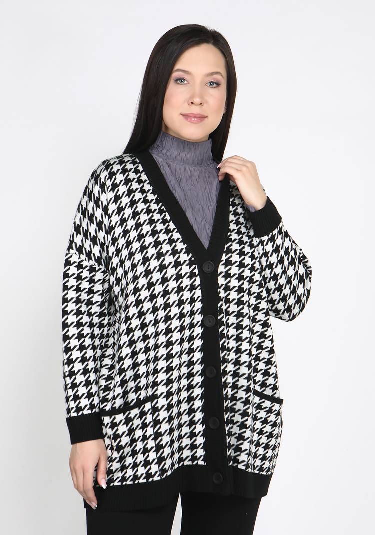 Кардиган на пуговицах в гусиную лапку шир.  750, рис. 10