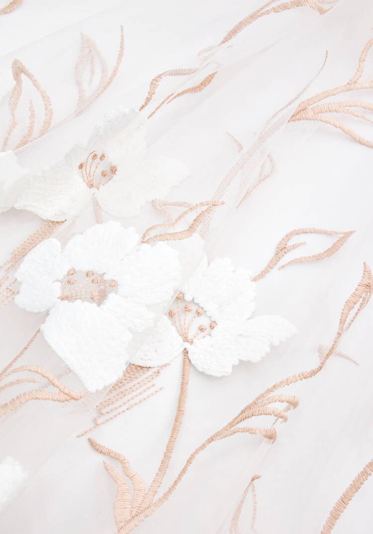 Тюль с вышивкой Белый цветок шир.  750, рис. 4