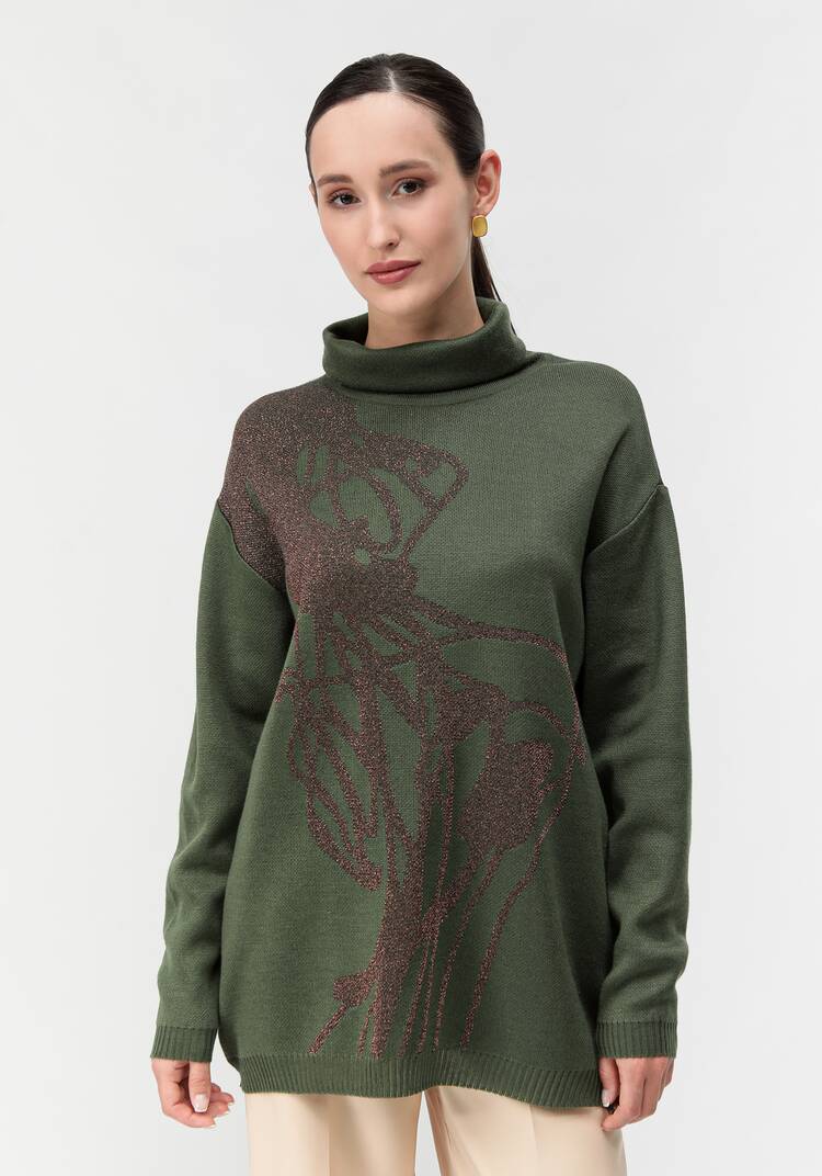 Туника женская с абстракцией и высоким горлом шир.  750, рис. 33