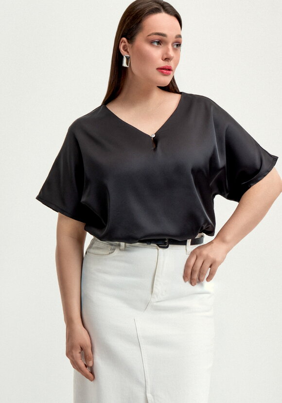 Блуза шелковая с V-образным вырезом шир.  580, рис. 24