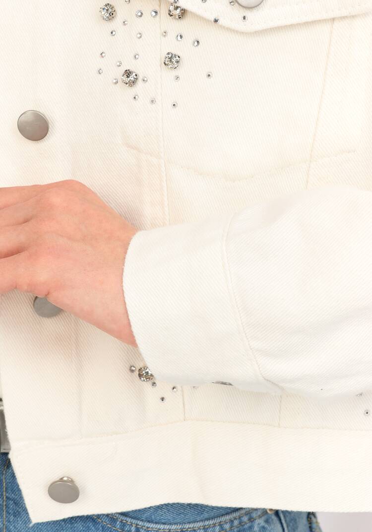 Джинсовая куртка со стразами шир.  750, рис. 5