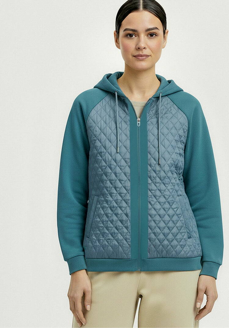 Бомбер с капюшоном из комбинированной ткани шир.  750, рис. 13