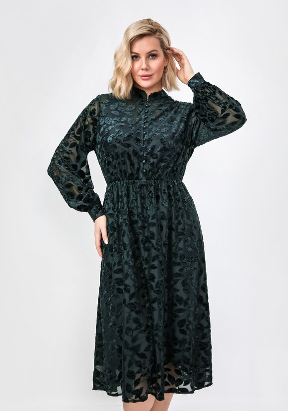 Платье из бархата с воротником-стойкой шир.  580, рис. 9