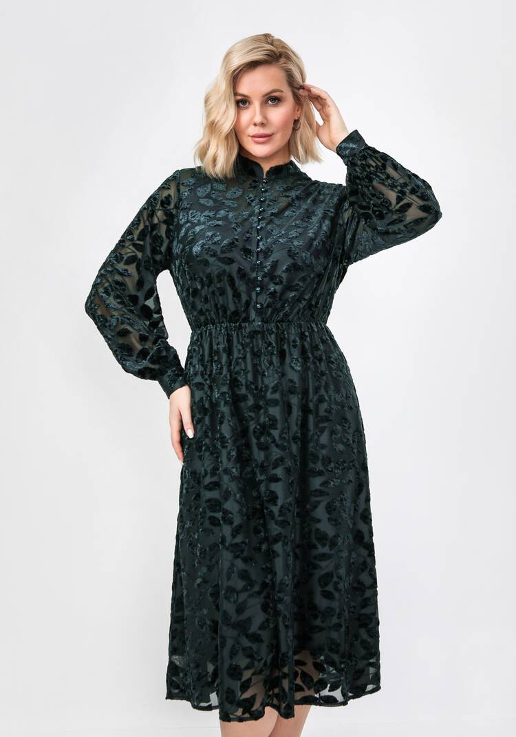 Платье из бархата с воротником-стойкой шир.  750, рис. 9