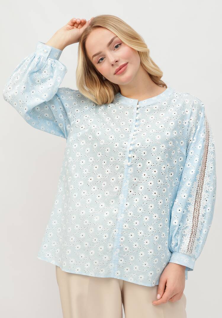 Блуза с вышивкой и кружевом по рукавам шир.  750, рис. 7